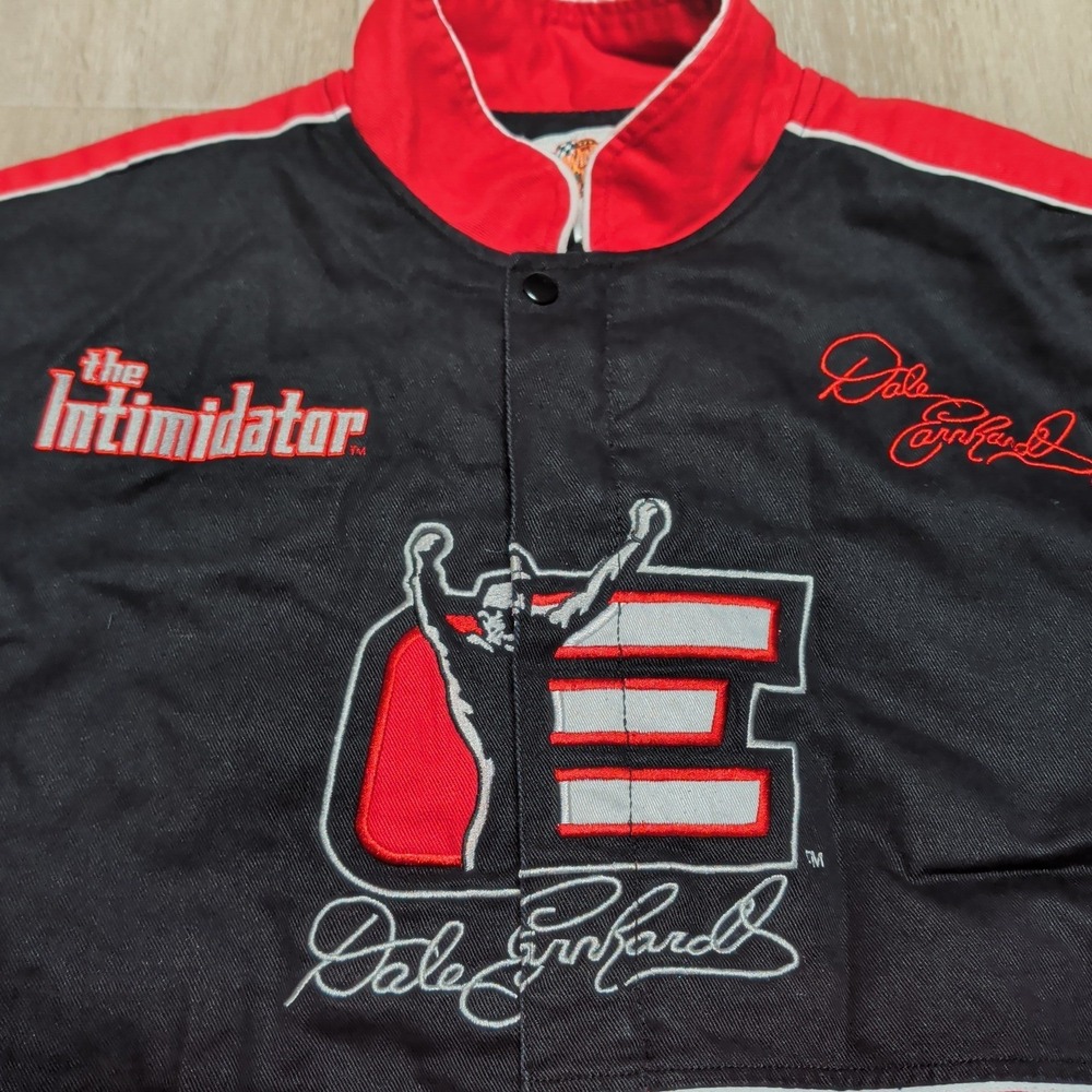 Winner's Circle Dale Earnhardt Embroidered Racing Jacket Mens L Black Red Bomber - Picture 3 of 8